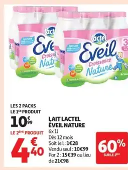 Auchan Supermarché Lait lactel éveil nature offre