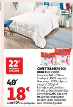 Auchan Supermarché Couette légère douceur offre
