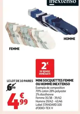 Auchan Supermarché Mini socquettes femme ou homme offre