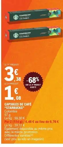E.Leclerc STARBUCKS Capsules de cafe offre
