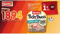 E.Leclerc HERTA Jambon cuit le bon paris -25% de sel offre