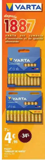 E.Leclerc LONGLIFE DE VARTA Piles offre