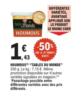 E.Leclerc TABLES DU MONDE Houmous offre