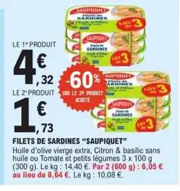 E.Leclerc SAUPIQUET Filets de sardines offre