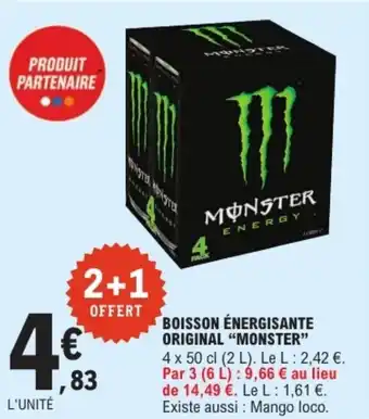 E.Leclerc MONSTER Boisson énergisante original offre