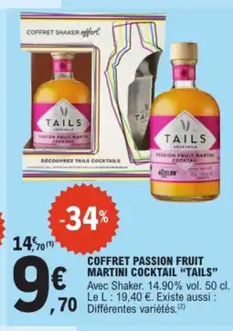 E.Leclerc TAILS Coffret passion fruit martini cocktail offre