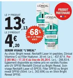 E.Leclerc L'OREAL Serum visage offre
