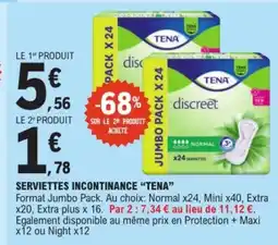 E.Leclerc TENA Serviettes incontinance offre