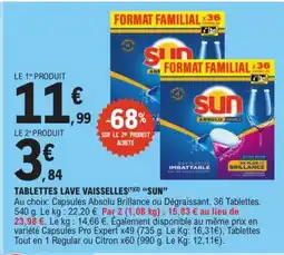 E.Leclerc SUN Tablettes lave vaisselles offre