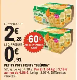 E.Leclerc BLÉDINA Petits pots fruits offre