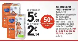 E.Leclerc MOTS D'ENFANTS Culottes bébé offre