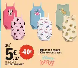 E.Leclerc Lot de 2 bodies sans manches bebe offre