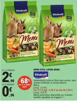 E.Leclerc VITAKRAFT Menu vital lapins nains offre