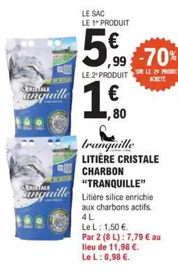 E.Leclerc Jardi TRANQUILLE Litière cristale charbon offre
