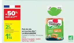 Cora x Carrefour LA BOULANGÈRE Pain de mie en tranches Bio offre