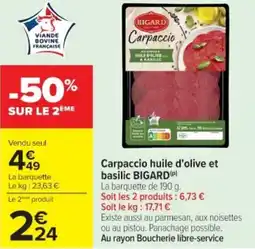 Cora x Carrefour BIGARD Carpaccio huile d'olive et basilic BIGARD offre