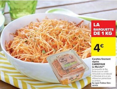 Cora x Carrefour Carottes finement râpées carrefour le marche offre