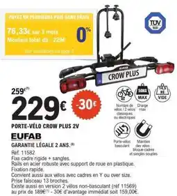 E.Leclerc PORTE-VELO CROW PLUS 2V offre