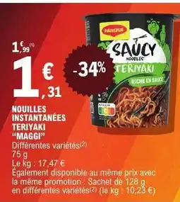 E.Leclerc NOUILLES INSTANTANÉES TERIYAKI “MAGGI” offre