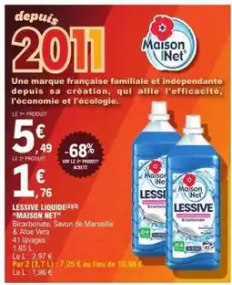 E.Leclerc LESSIVE LIQUIDE (2x3) MAISON NET offre