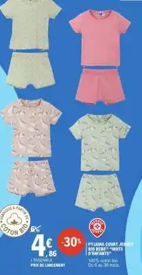E.Leclerc Pyjama Court Jersey Bio Bébé offre