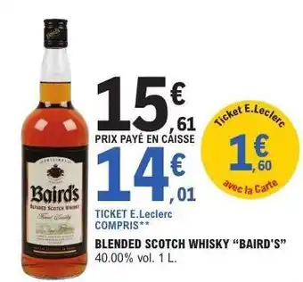 E.Leclerc Blended Scotch Whisky 'Baird's' offre
