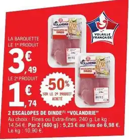 E.Leclerc 2 ESCALOPES DE DINDE 'VOLANDRIE' offre