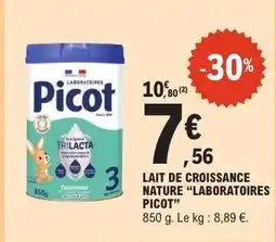 E.Leclerc LAIT DE CROISSANCE NATURE “LABORATOIRES PICOT” offre