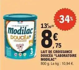 E.Leclerc Lait de Croissance Doucéa “Laboratoire Modilac” offre