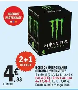 E.Leclerc BOISSON ÉNERGISANTE ORIGINAL MONSTER offre