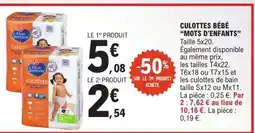 E.Leclerc CULOTTES BÉBÉ 'MOTS D'ENFANTS' offre