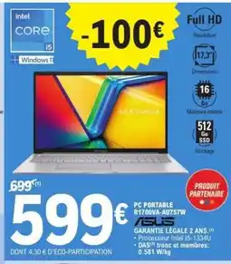 E.Leclerc PC PORTABLE R1700VA-AU75TW ASUS offre