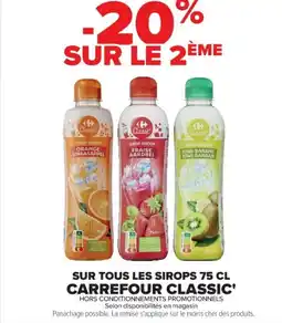 Cora x Carrefour Sur tous les sirops 75 cl carrefour classic' offre