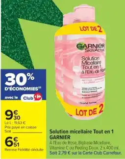 Cora x Carrefour GARNIER Solution micellaire Tout en 1 offre