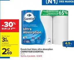 Cora x Carrefour Essuie-tout blanc ultra absorption carrefour essential offre