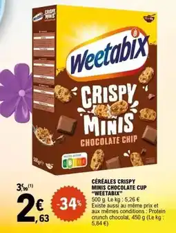 E.Leclerc Weetabix - céréales crispy minis chocolate cup offre