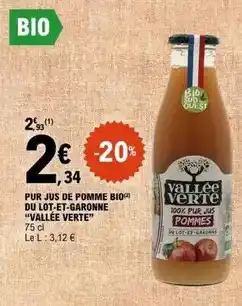 E.Leclerc Vallée vertе - pur jus de pomme bio du lot-et-garonne offre