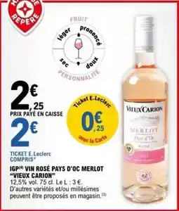 E.Leclerc Vieux carion - igp vin rosé pays d'oc merlot offre