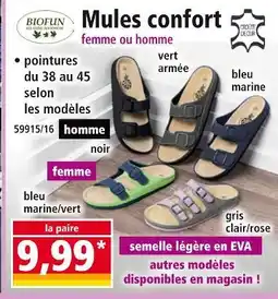 Norma Biofun Mules confort femme ou homme offre