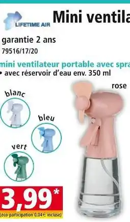 Norma LIFETIME AIR Mini ventilateur portable avec spray offre