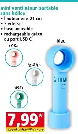 Norma mini ventilateur portable sans hélice offre