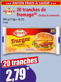 Norma PRÉSIDENT 20 tranches de fromage cheddar & emmental offre