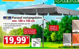 Solax-Sunshine Parasol rectangulaire env. 180 x 140 cm