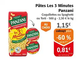 Colruyt Panzani Pâtes les 3 minutes offre