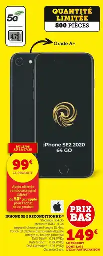 Hyper U Apple iPhone SE2 2020 64 Go offre
