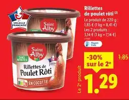 Lidl SAINT ALBY Rillettes de poulet rôti offre