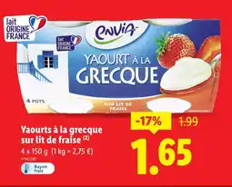 Lidl ENVIA Yaourts à la grecque sur lit de fraise offre