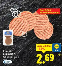 Lidl LE GAULOIS 4 hachés de poulet offre