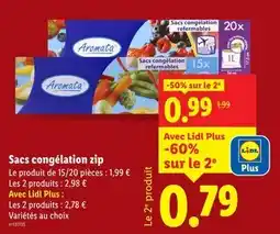 Lidl AROMATA Sacs congélation zip offre