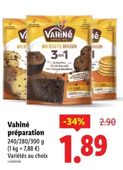 Lidl préparation Vahiné offre